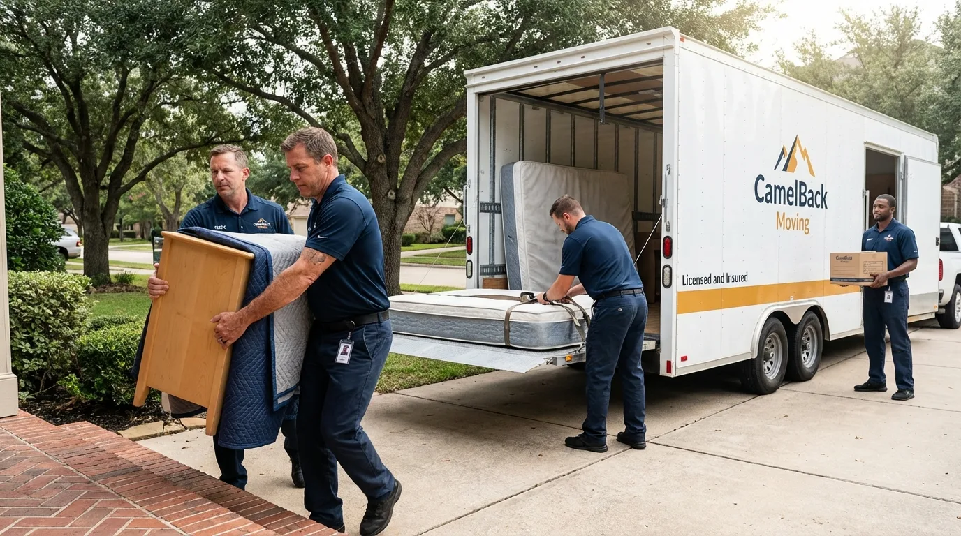 Crew loading residential truck for cross-state move from Kittery Point, ME